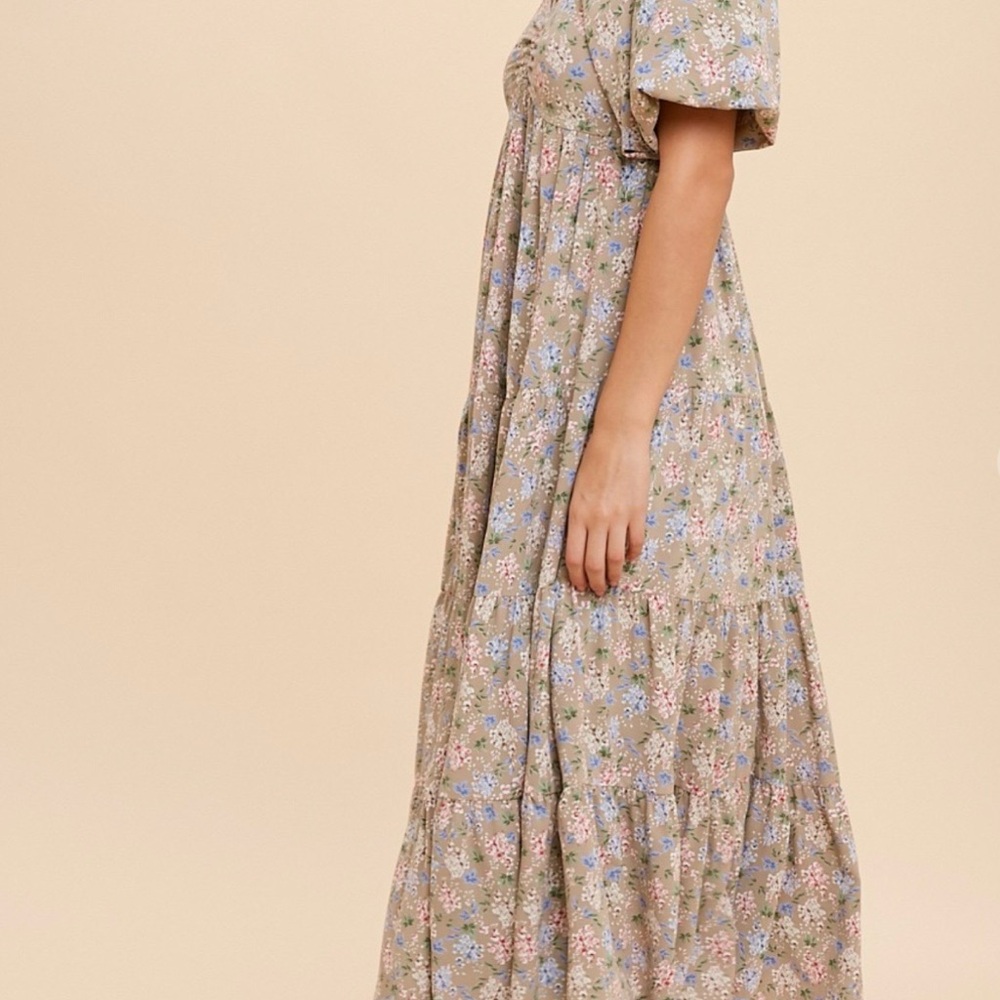 Boho Floral Maxi Dress in Pastel Hues In Loom NWT - Picture 2 of 7